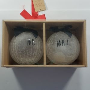Rae Dunn Set of two Glass Ornaments (Mr. & Mrs.)